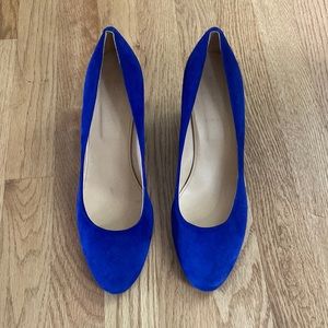 J. Crew Blue Suede Wedge Heels (10)